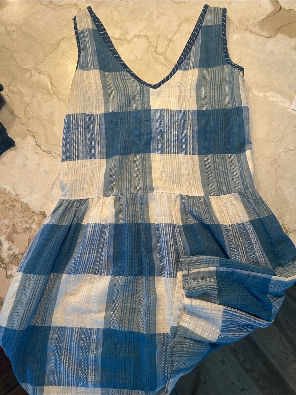 Ace & Jig Blue and Cream Plaid Sleeveless Dress
